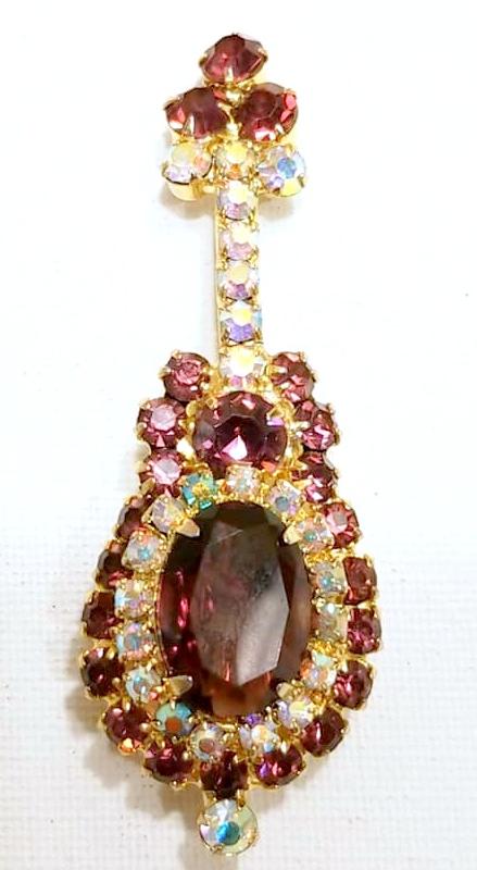 Front view of Purple (cardinal) Oval Brooch