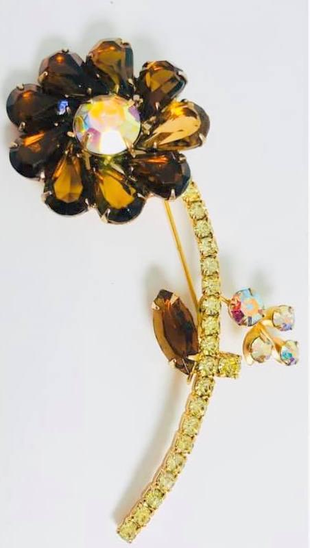 Front view of Topaz Pear Brooch