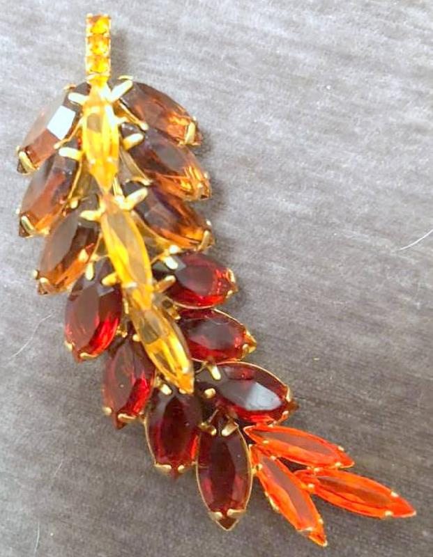 Front view of Fall Navettes Brooch