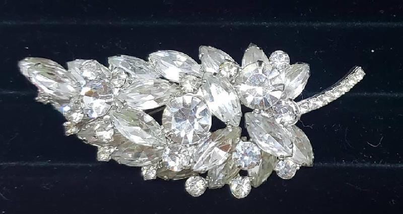 Front view of Clear Navettes Brooch