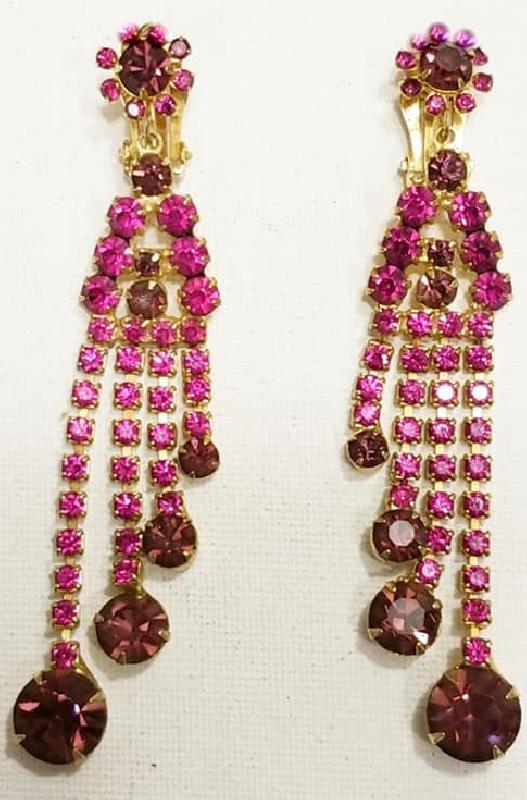 Front view of Pink Chatons Only Earrings Clip