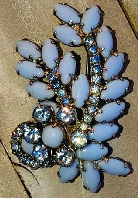 Front view of Blue Cabochons Brooch