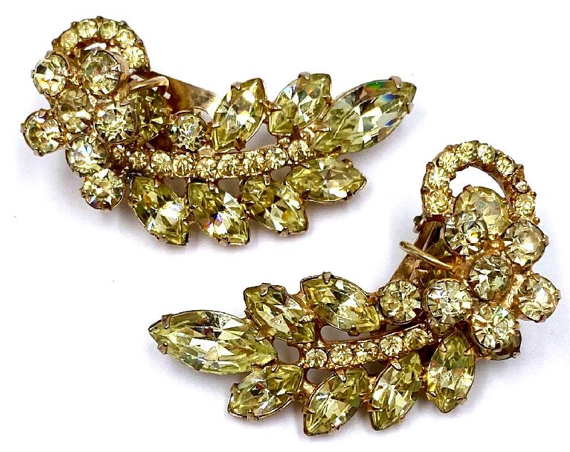 Front view of Yellow Navettes Earrings Clip