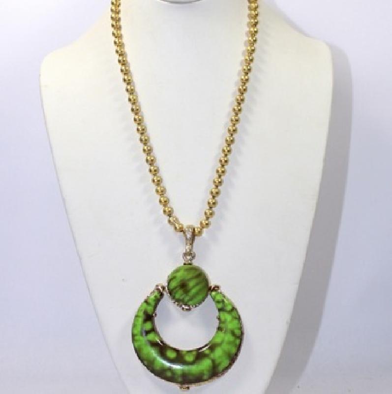 Front view of Green Plastic Necklace