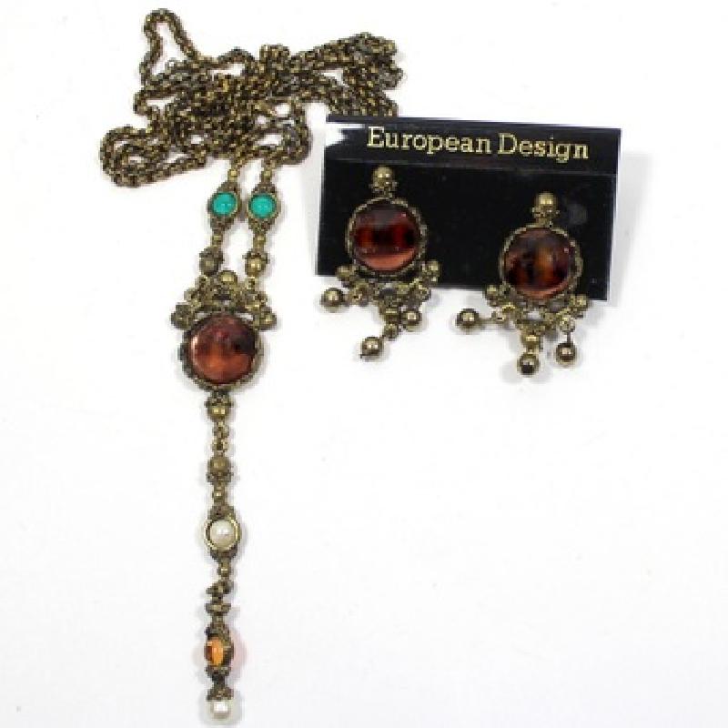 Front view of Multiple Colors Cabochons Earrings Clip