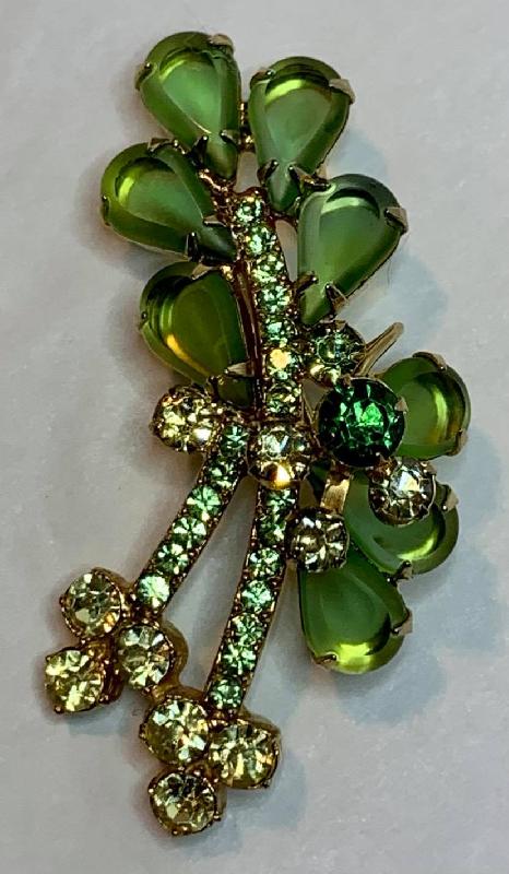 Front view of Green Pear Frosted Brooch