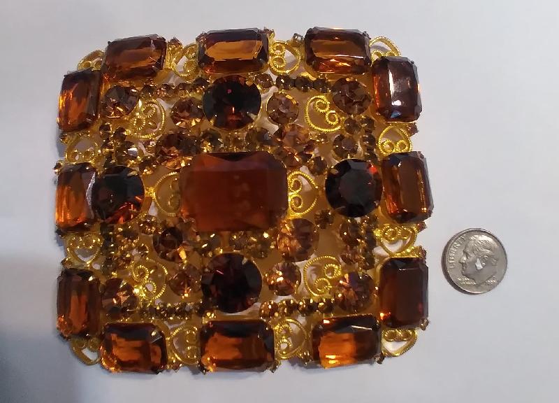 Front view of Topaz Emerald Cut Pin Pendant
