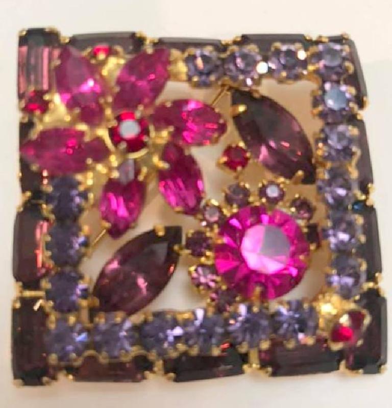 Front view of Purple (cardinal) Baguettes Brooch