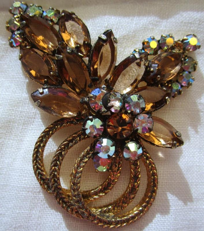 Front view of Topaz Navettes Brooch