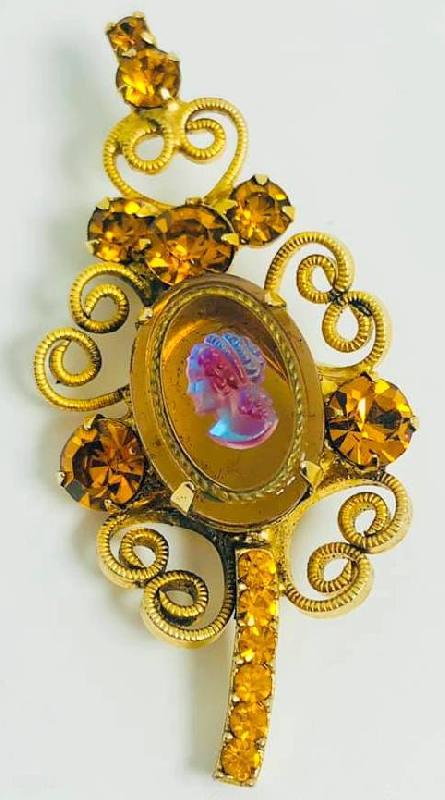 Front view of Topaz Oval Molded/Cut Brooch