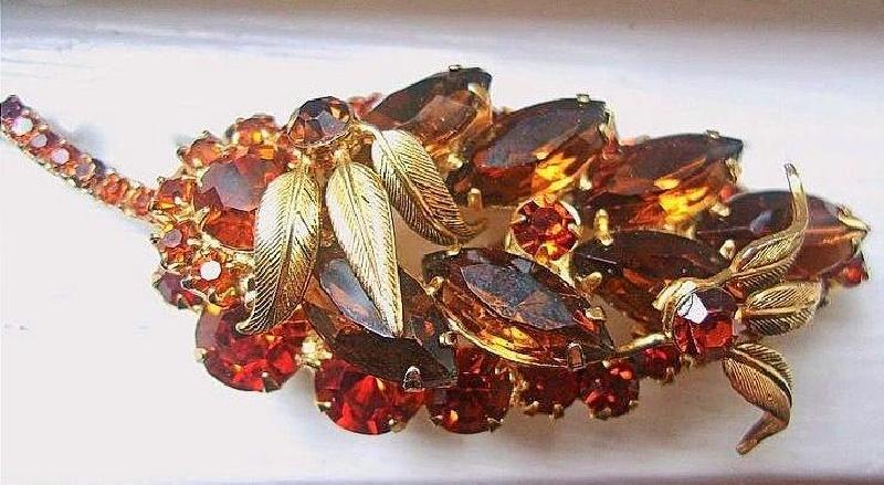 Front view of Topaz Navettes Brooch