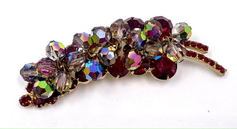 Front view of Red Chatons Only Brooch
