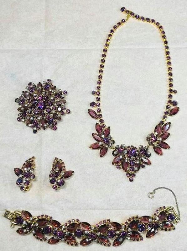 Front view of Purple (cardinal) Navettes Necklace