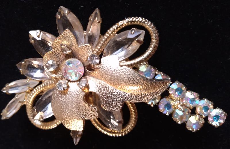 Front view of Clear Navettes Brooch