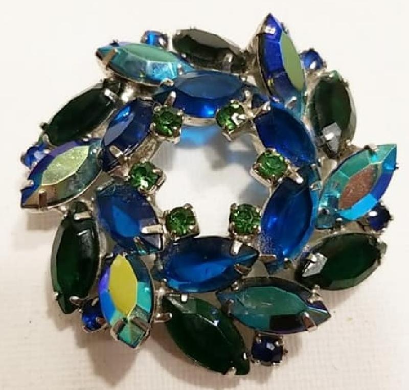 Front view of Multiple Colors Navettes Brooch