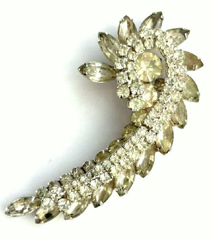 Front view of Gray (black Diamond) Navettes Brooch