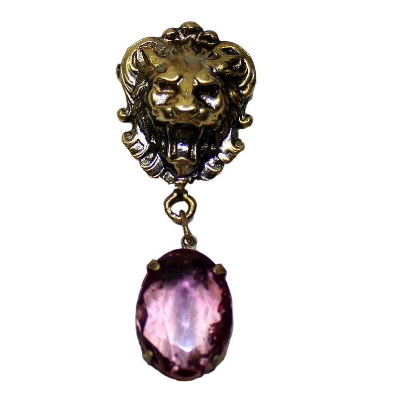 Front view of Purple (cardinal) Oval Brooch