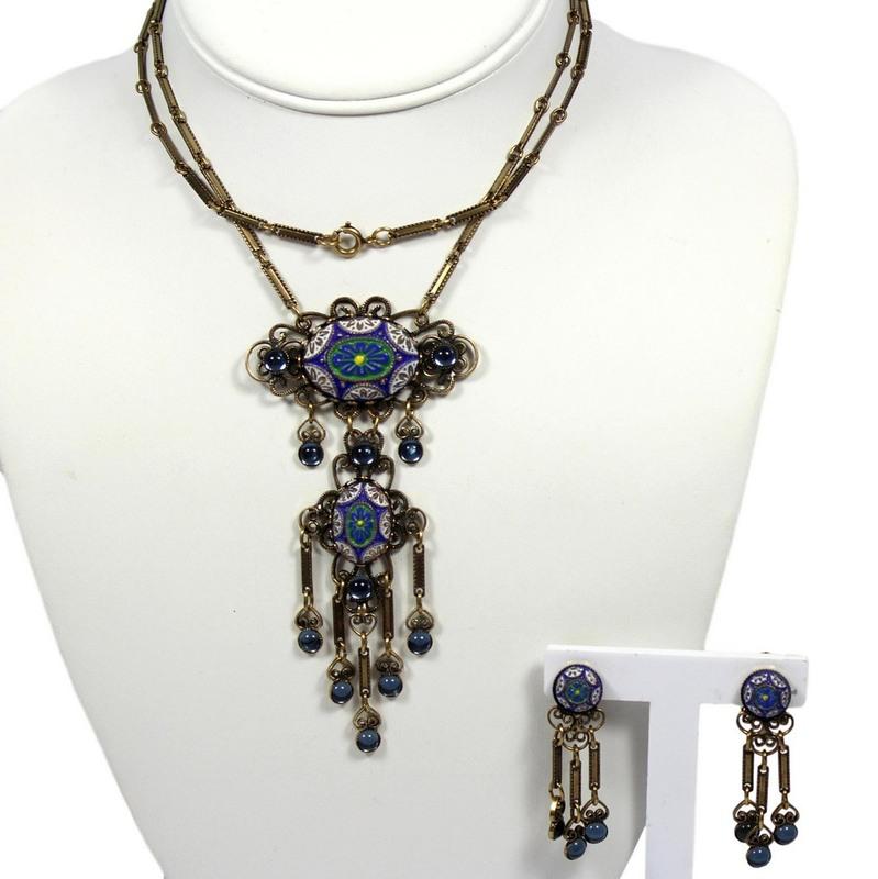 Front view of Blue Cabochons Molded/Cut Earrings Clip