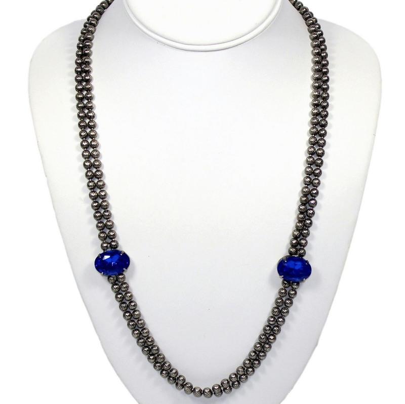 Front view of Blue Oval Necklace