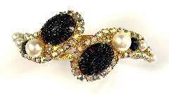 Black (jet) Cabochons Molded/Cut Bracelet Clamper