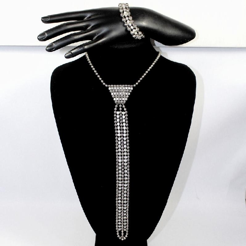 Front view of Clear Chatons Only Necklace