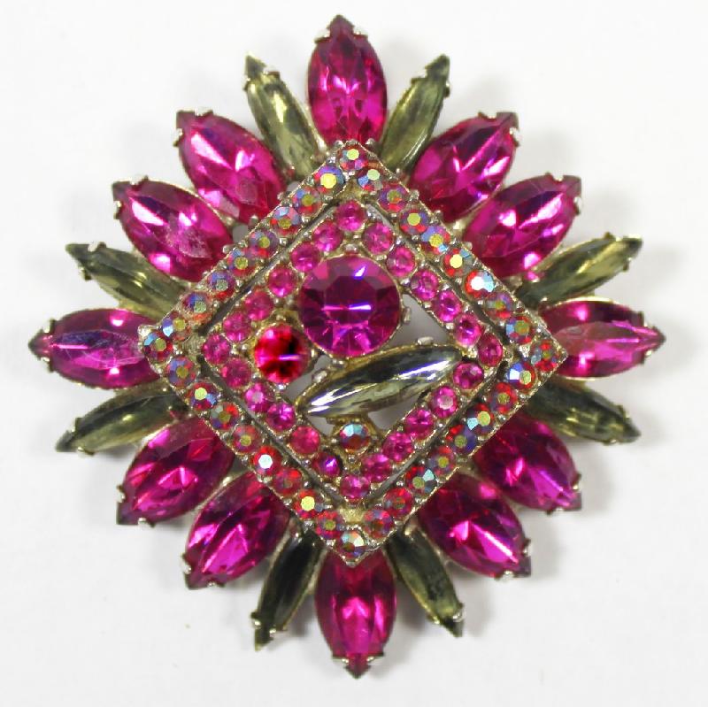 Front view of Pink Navettes Brooch