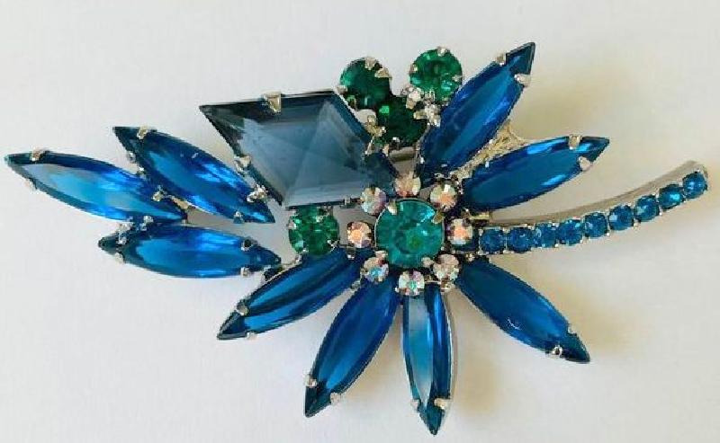 Front view of Blue Diamond Brooch