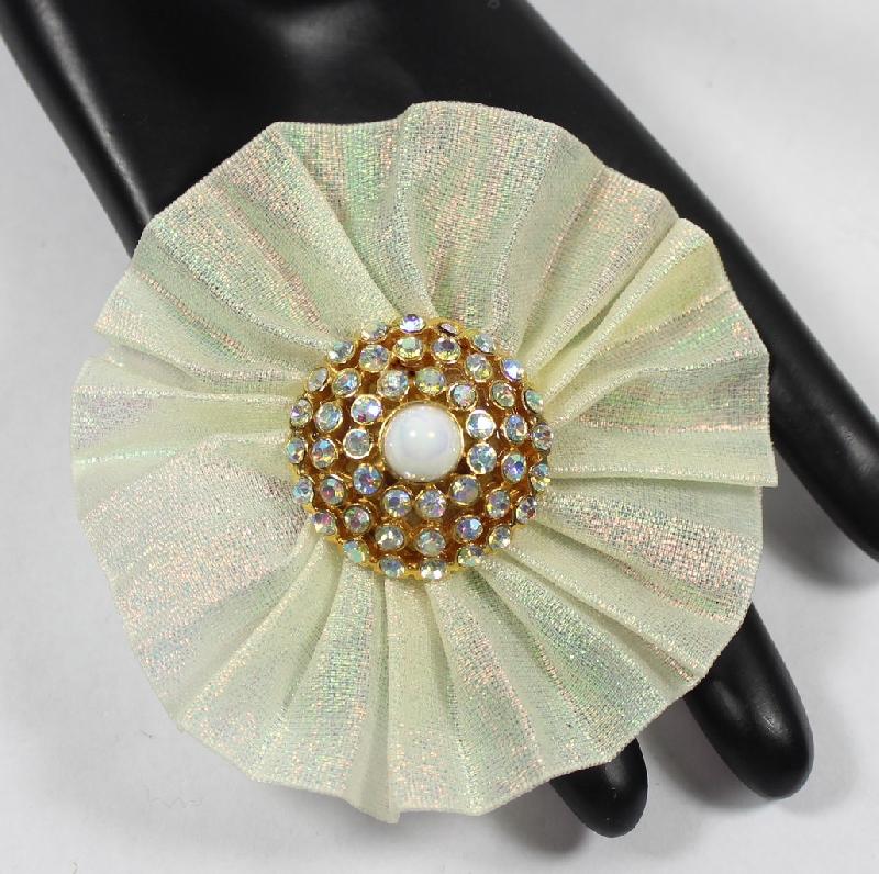 Front view of White (chalk Or Milk) Cabochons Plastic Brooch