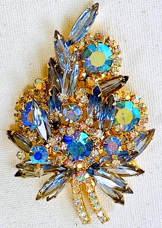 Front view of Blue Navettes Brooch