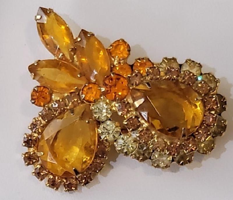 Front view of Topaz Pear Brooch