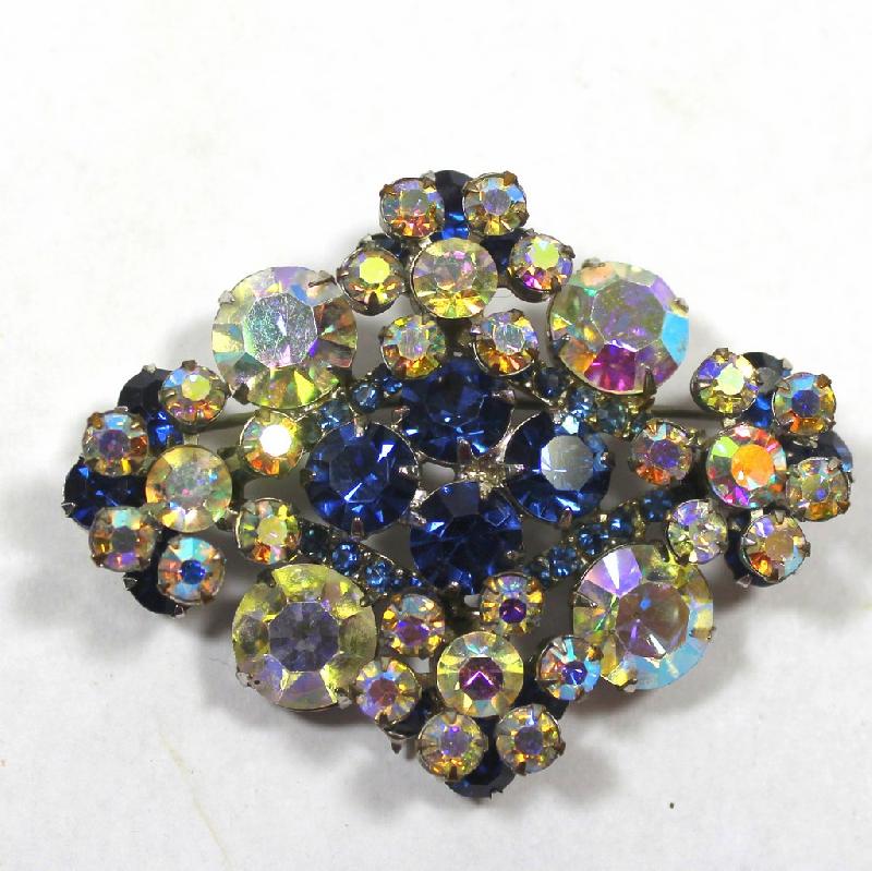 Front view of Blue Chatons Only Brooch