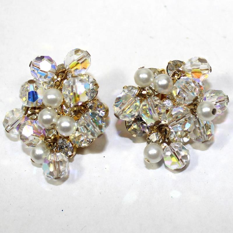 Front view of Clear Chatons Only Earrings Clip