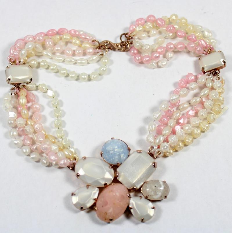 Front view of Pink Pear Multi-Color/Shaded Necklace