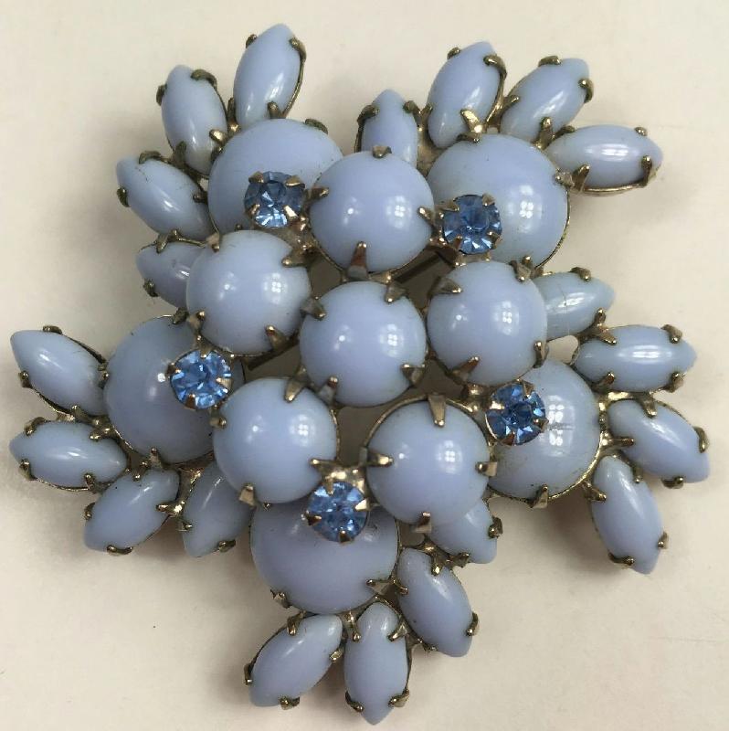Front view of Blue Cabochons Brooch