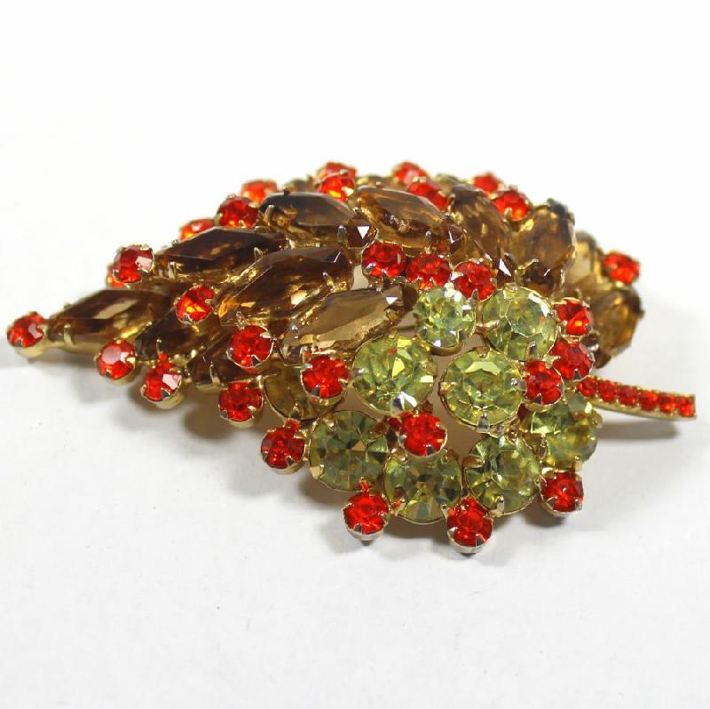 Front view of Fall Hexagon Brooch