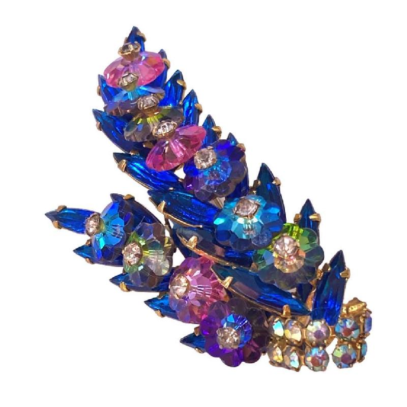 Front view of Multiple Colors Navettes Rivoli/Margarita Brooch