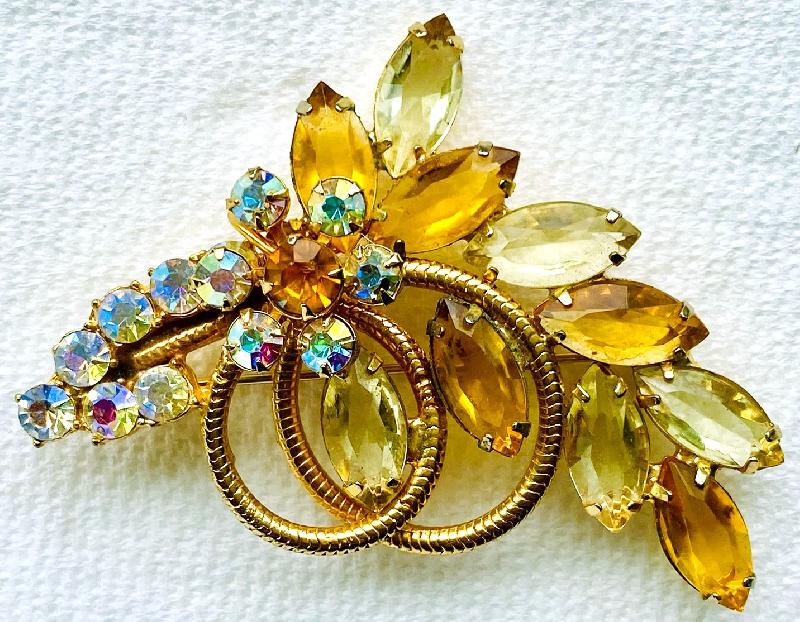 Front view of Topaz Navettes Brooch