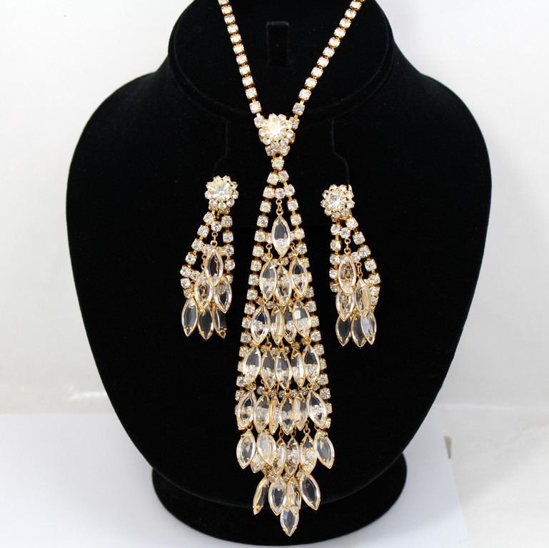 Front view of Clear Navettes Necklace
