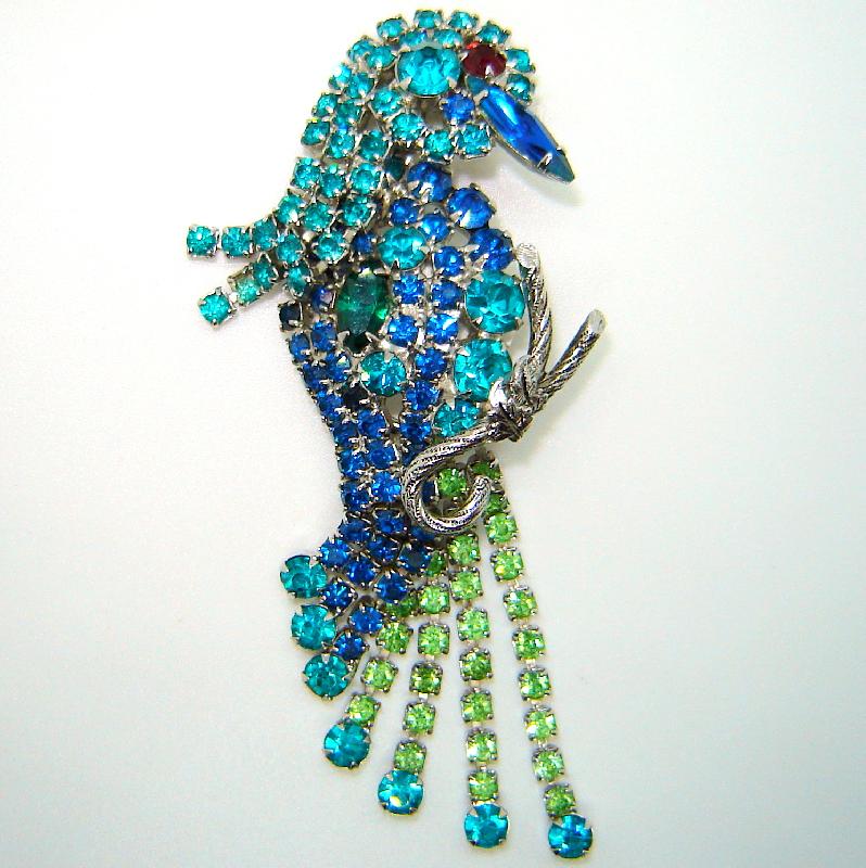 Front view of Blue Navettes Brooch