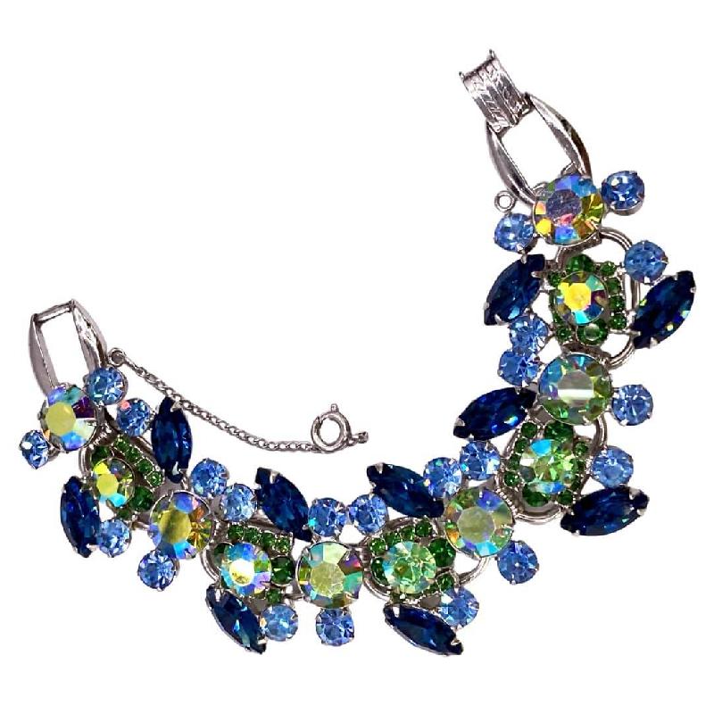 Front view of Blue Navettes Bracelet 5 Link