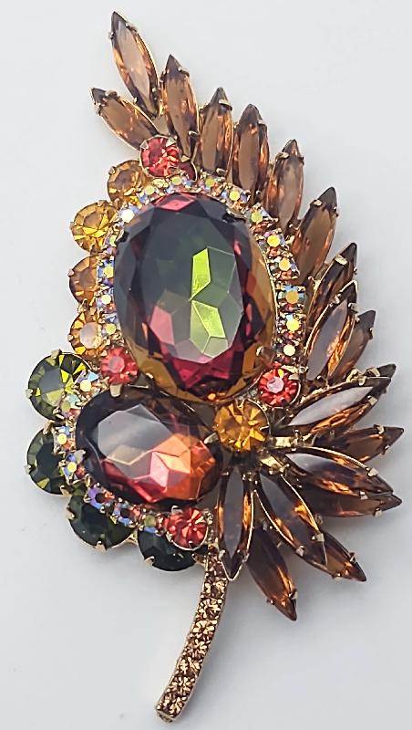 Front view of Topaz Oval Multi-Color/Shaded Brooch