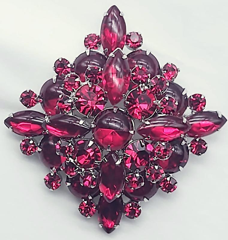 Front view of Red Cabochons Brooch