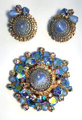 Blue Cabochons Molded/Cut Brooch