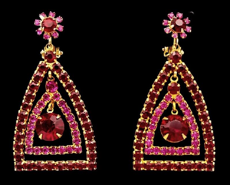 Front view of Pink Chatons Only Earrings Clip
