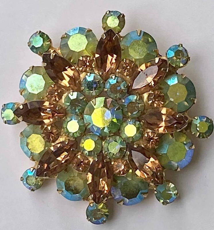 Front view of Multiple Colors Navettes Brooch