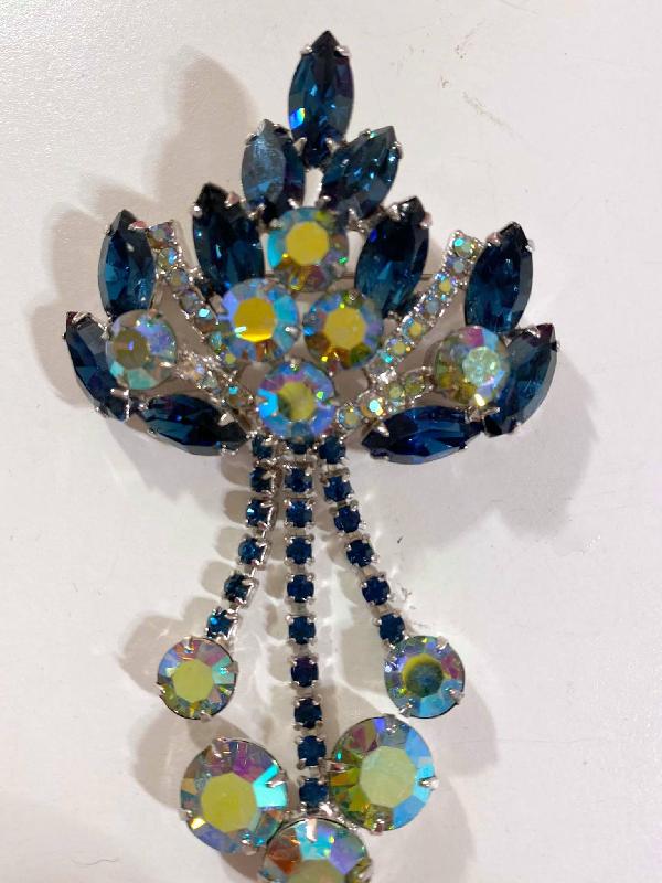 Front view of Blue Navettes Brooch