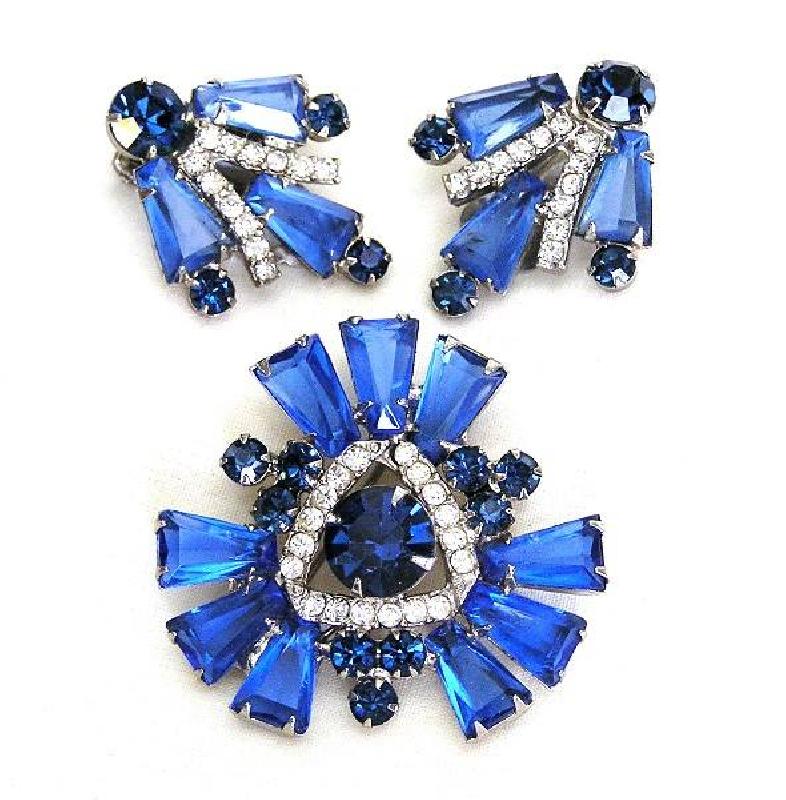 Front view of Blue Keystones Brooch