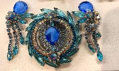 Blue Pear Striped Earrings Clip