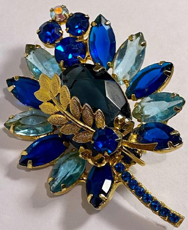 Front view of Blue Oval Brooch
