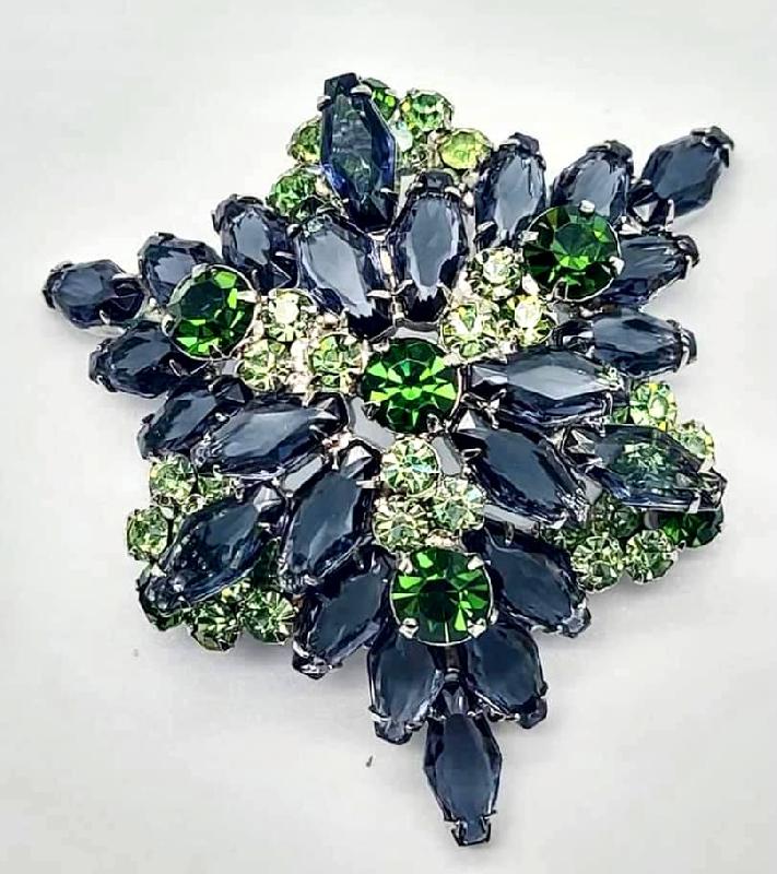 Front view of Blue Hexagon Brooch